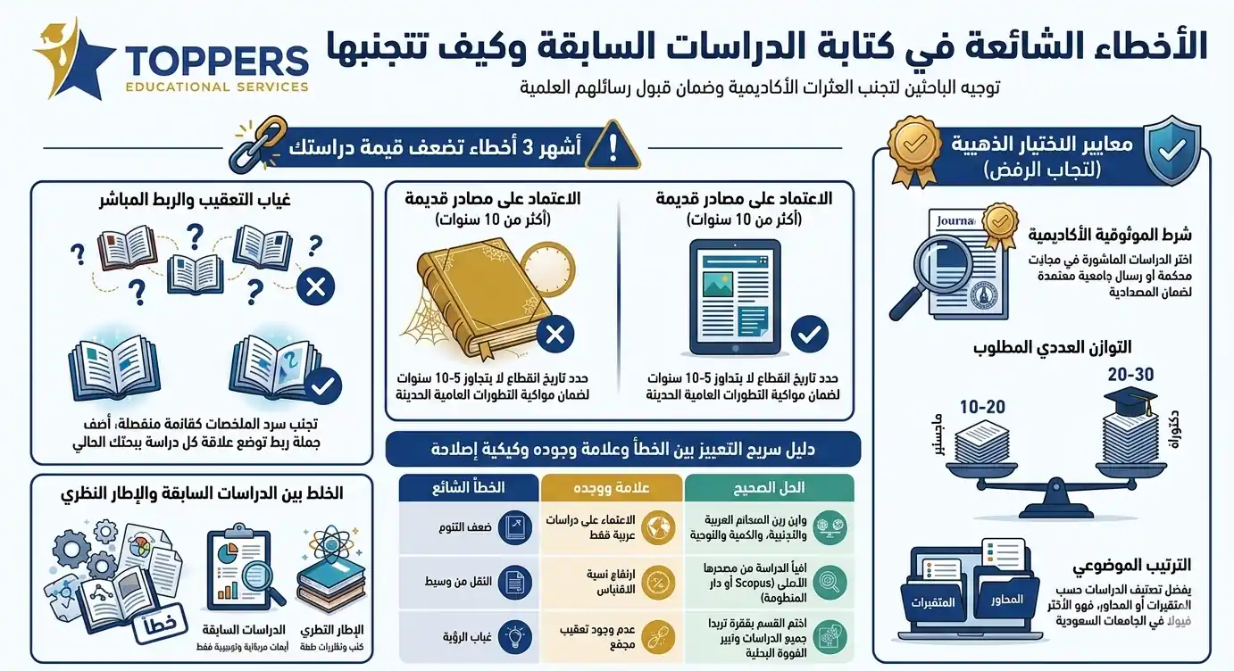 الأخطاء الشائعة في كتابة الدراسات السابقة وكيف تتجنبها الأخطاء الشائعة في كتابة الدراسات السابقة وكيف تتجنبها