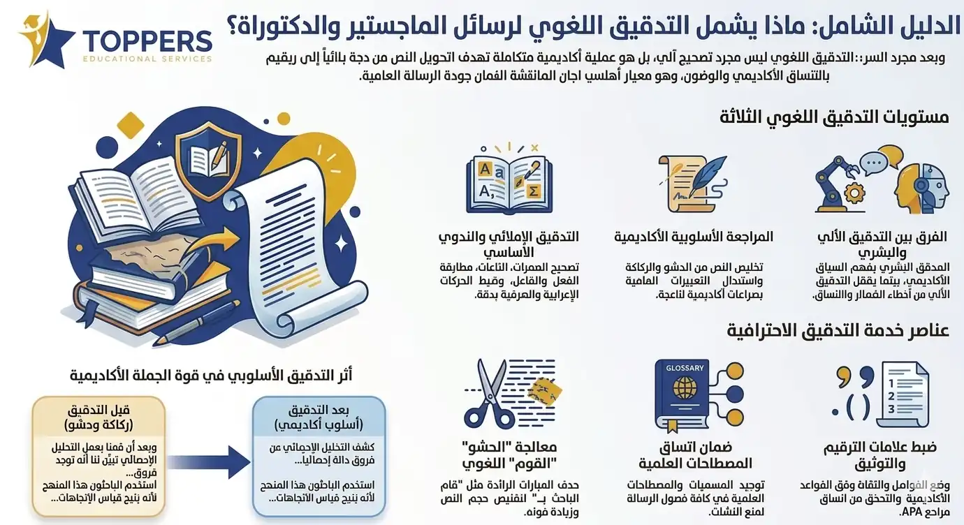 ما الذي يشمله أي تدقيق لغوي لرسائل الماجستير والدكتوراه؟ ما الذي يشمله أي تدقيق لغوي لرسائل الماجستير والدكتوراه؟