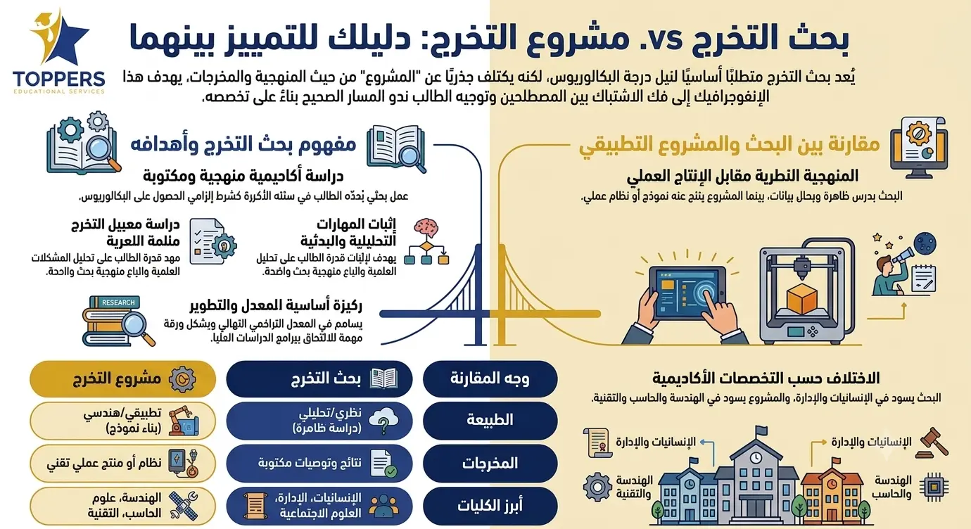 ما هو كتابة بحث التخرج؟ وما الفرق بينه وبين مشروع التخرج؟ ما هو كتابة بحث التخرج؟ وما الفرق بينه وبين مشروع التخرج؟