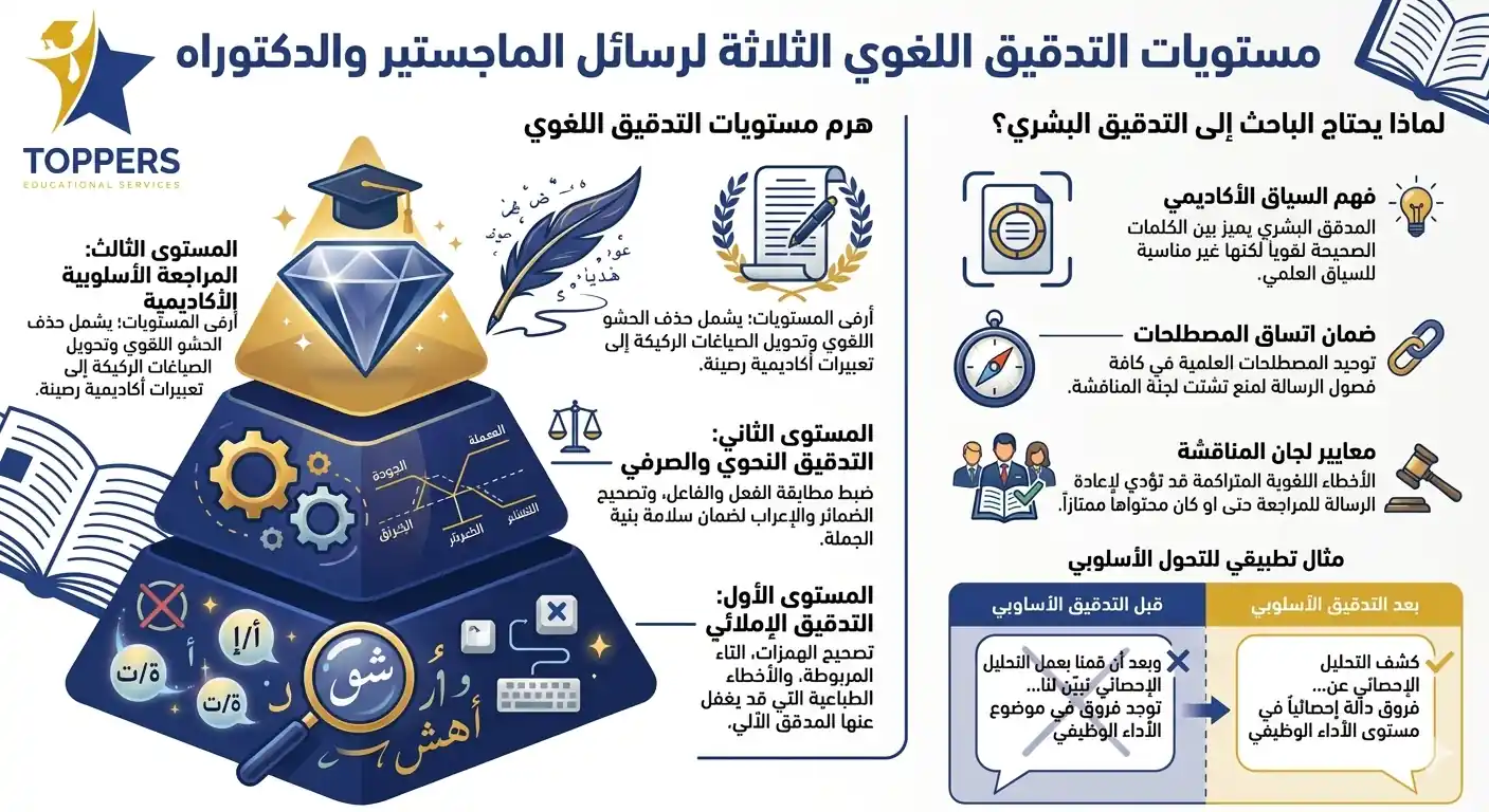 مستويات التدقيق اللغوي الثلاثة لرسائل الماجستير والدكتوراه مستويات التدقيق اللغوي الثلاثة لرسائل الماجستير والدكتوراه