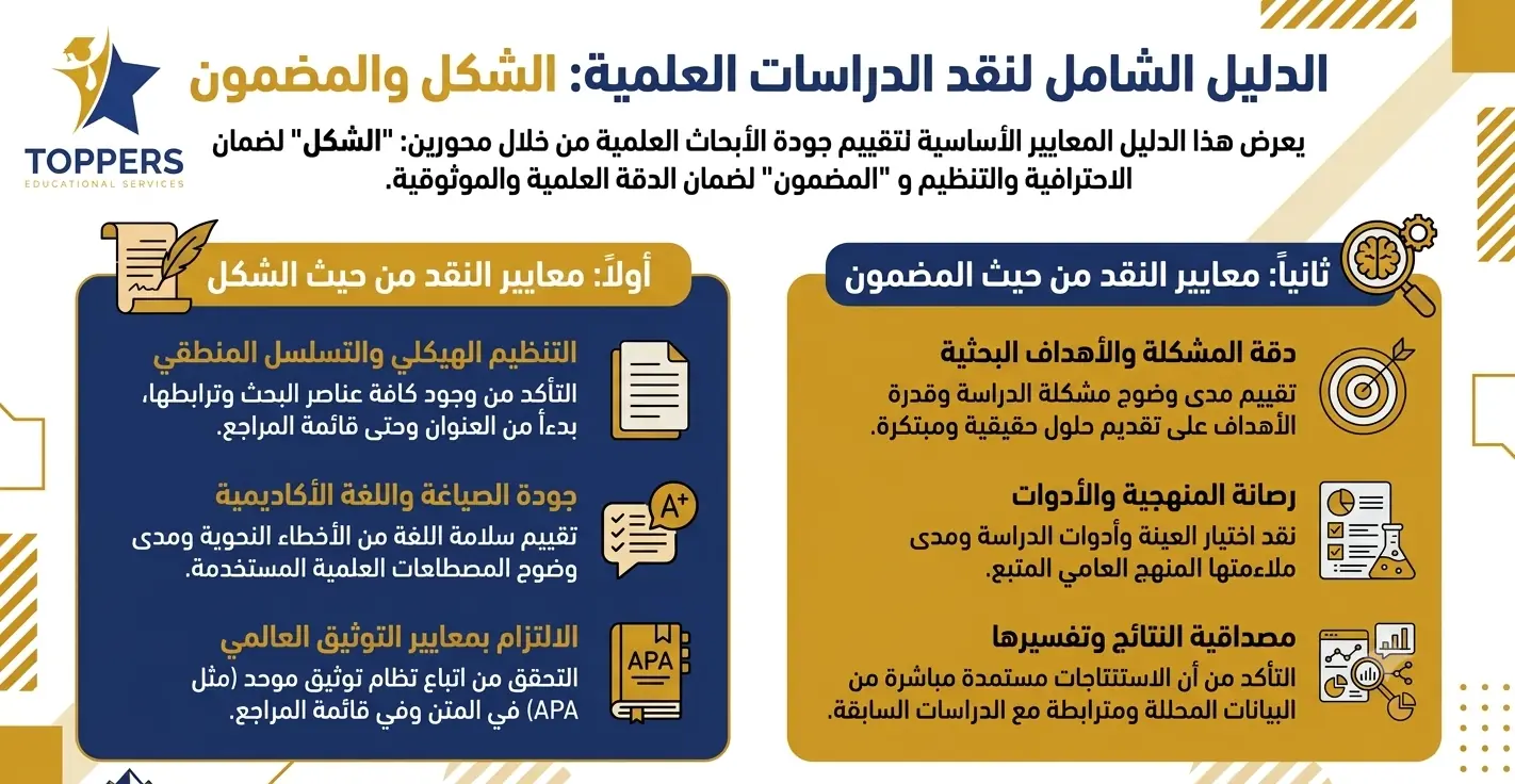 معايير نقد دراسة علمية من حيث الشكل معايير نقد دراسة علمية من حيث الشكل