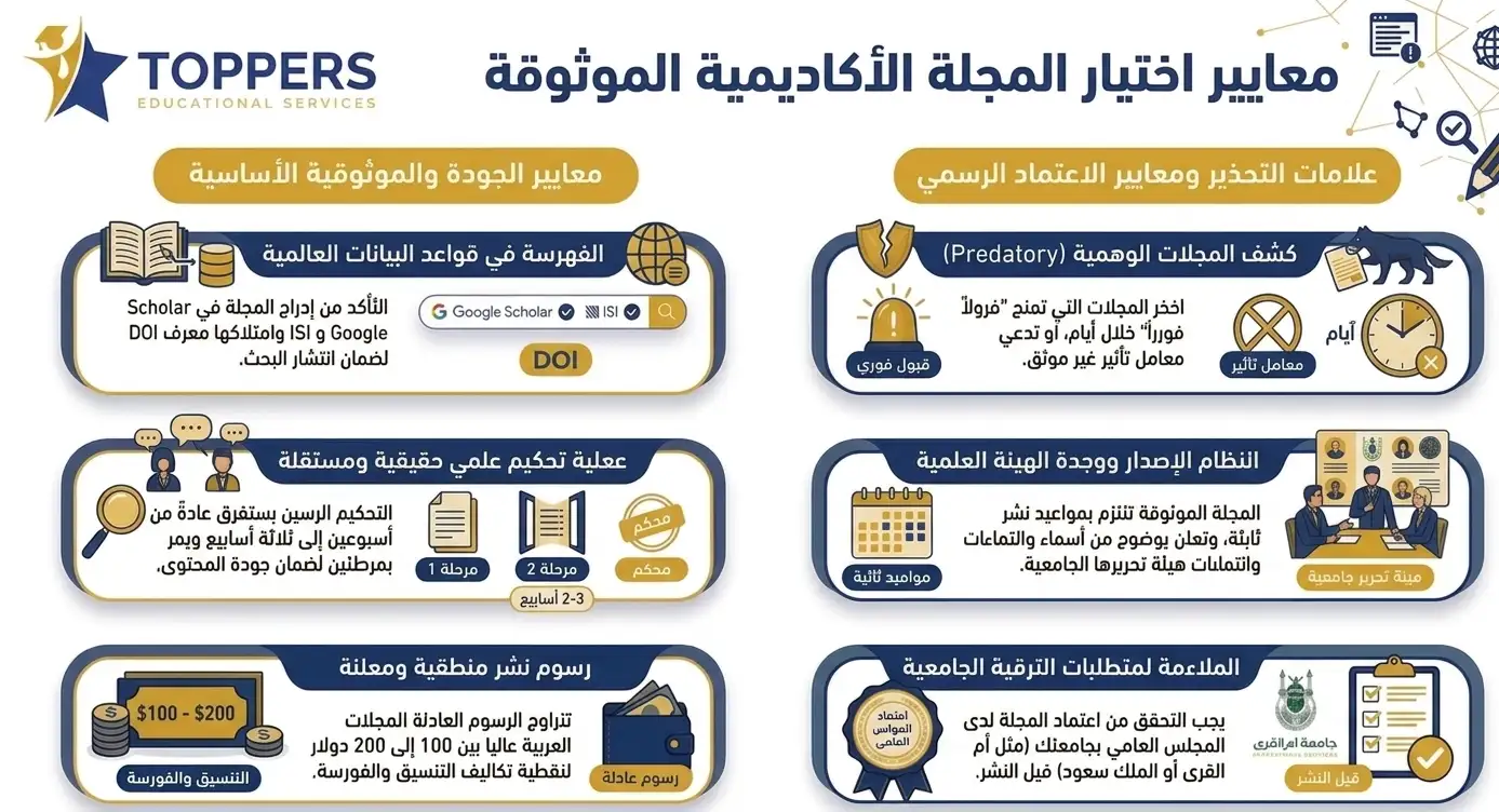 معايير اختيار المجلة الأكاديمية للأبحاث والنشر العلمي معايير اختيار المجلة الأكاديمية للأبحاث والنشر العلمي
