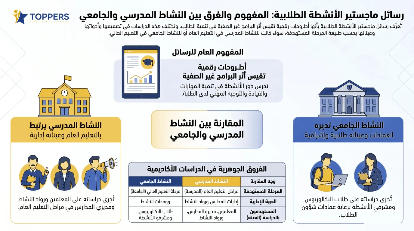 رسائل ماجستير عن الأنشطة الطلابية pdf: دليل الباحث السعودي لإيجادها وتحليلها 2 الفرق بين النشاط المدرسي والجامعي في رسائل ماجستير عن الأنشطة الطلابية pdf